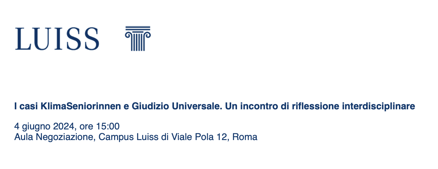 I casi KlimaSeniorinnen e Giudizio Universale Un incontro di riflessione interdisciplinare